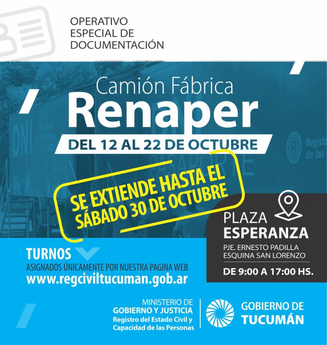 Camión Fábrica de DNI en Tucumán: habilitan 3.500 turnos extra vía online
