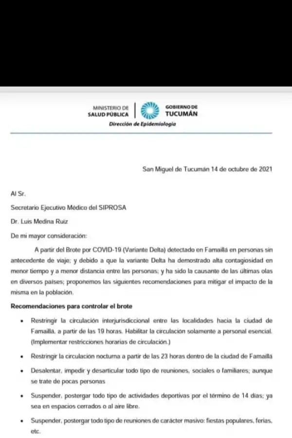 Restringen la circulación interjurisdiccional y nocturna en Famaillá, por la variante Delta