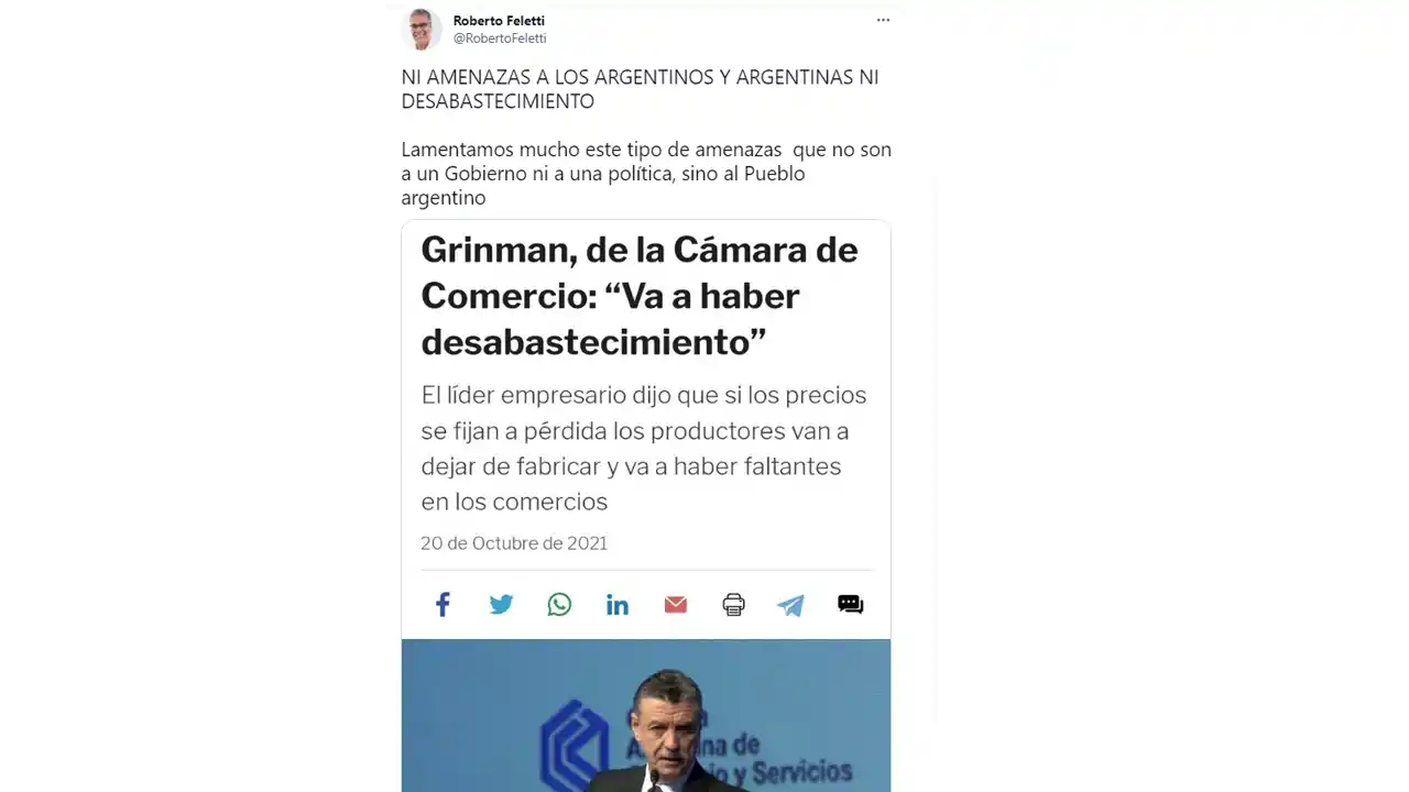 La Cámara de Comercio advierte “desabastecimiento” y Feletti salió al cruce