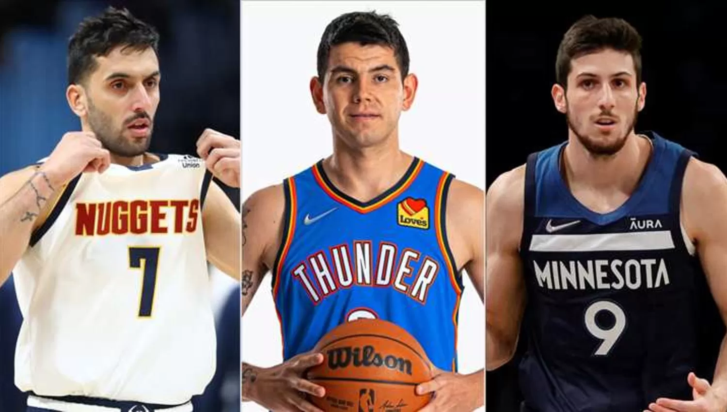 LOS TRES. Campazzo, Deck y Bolmaro serán los argentinos en cancha esta temporada en la NBA.