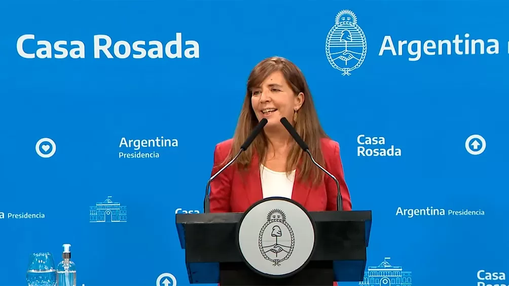 Gabriela Cerruti en su primera conferencia como portavoz del Gobierno