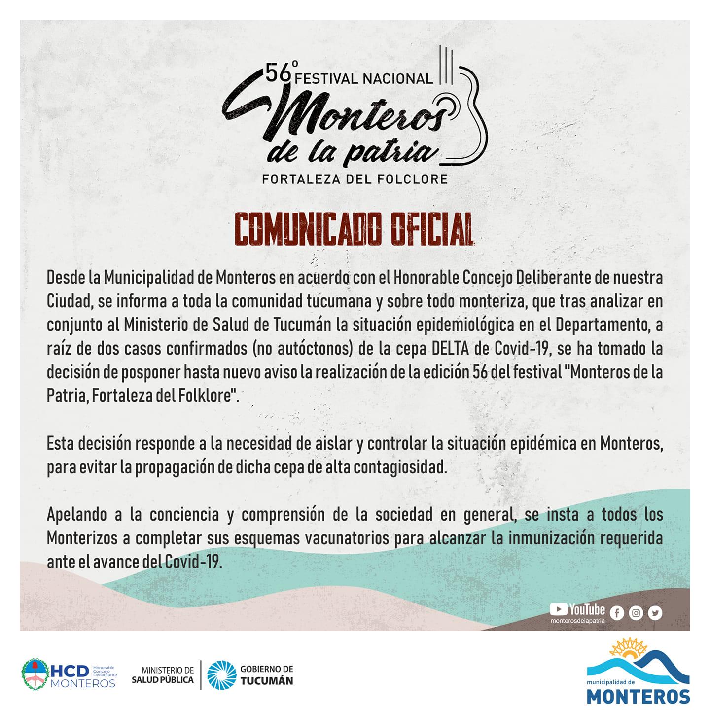Delta en Monteros: se suspende un festival folclórico y se evalúan más restricciones