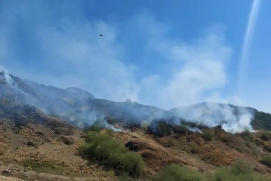 Brigadistas y bomberos voluntarios combaten un incendio en el valle de la Ciénaga