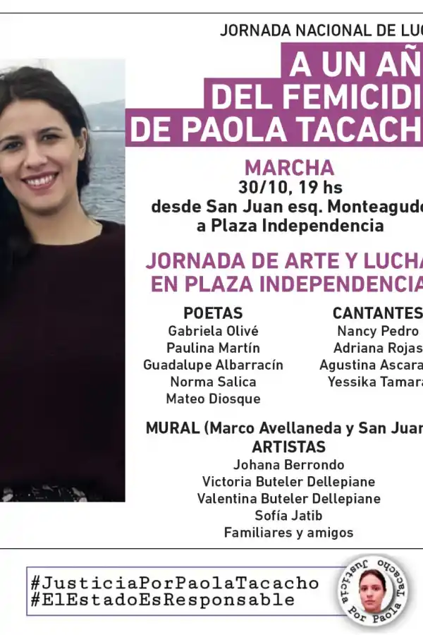 Convocan a una marcha para pedir justicia por Paola Tacacho, a un año de su femicidio