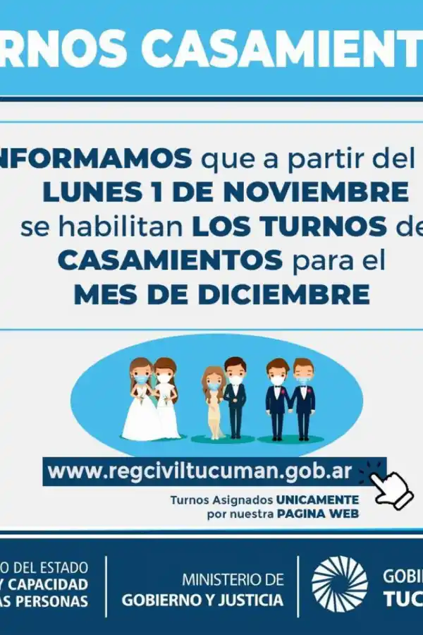 Registro Civil habilitó turnos para casamientos en diciembre: cómo anotarse