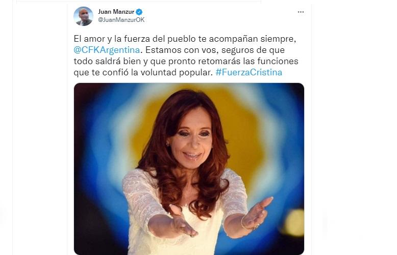 Manzur a Cristina: Estamos con vos, seguros de que todo saldrá bien