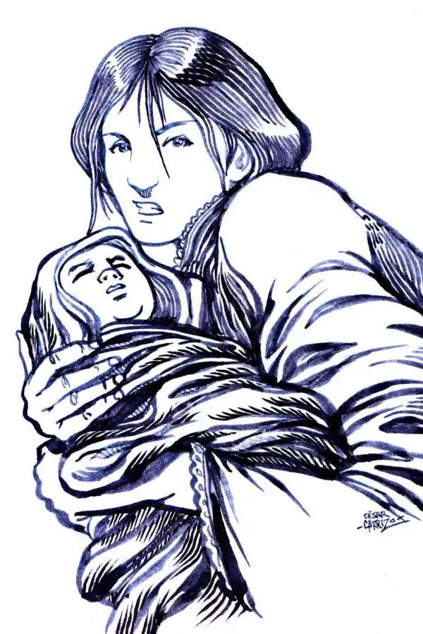 LUCÍA JOVEN. Dibujo de César Carrizo.