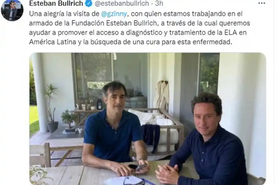 Esteban Bullrich contó que creará una fundación para luchar contra la ELA