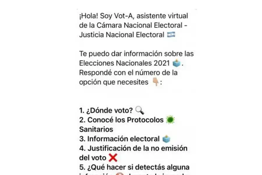 Elecciones 2021: Lanzan un chatbot para responder consultas por WhatsApp