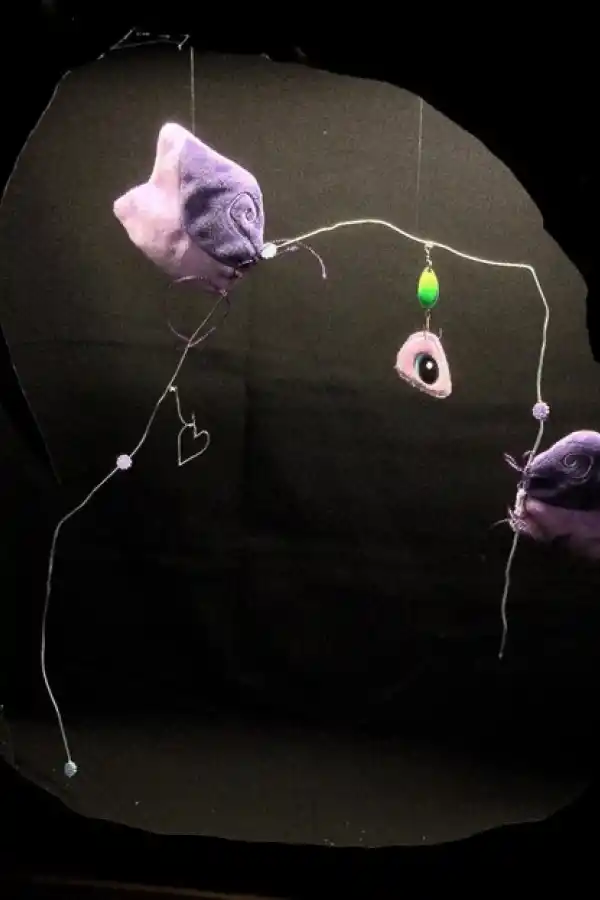 “SHYHOUSE”. Instalación de Juan Ojeda, con alambre, peluche y tela.  