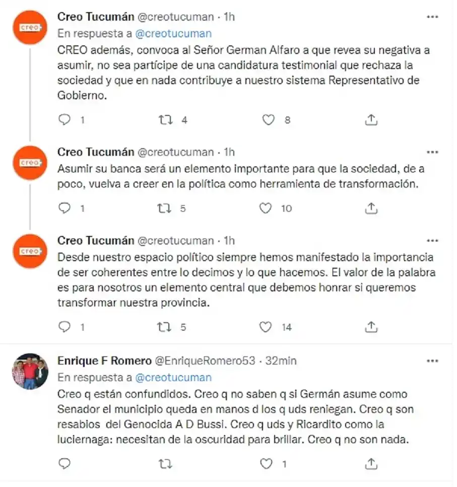 Un aliado a JxC expresó su rechazo absoluto a la renuncia de Alfaro a la banca