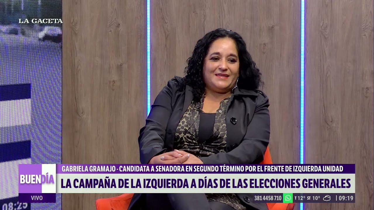 EN LOS ESTUDIOS DE LG PLAY. Gabriela Gramajo, del Polo Obrero, fue candidata a senadora nacional en segundo término por el Frente de Izquierda.