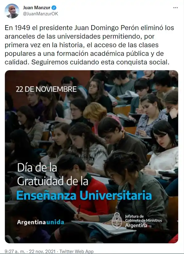 Manzur recordó una medida de Perón, de 1949: Seguiremos cuidando esta conquista social