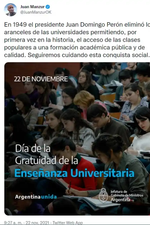 Manzur recordó una medida de Perón, de 1949: Seguiremos cuidando esta conquista social