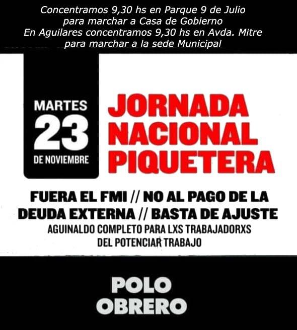 Tucumán: se movilizan en el centro y en el interior por la Jornada Nacional Piquetera