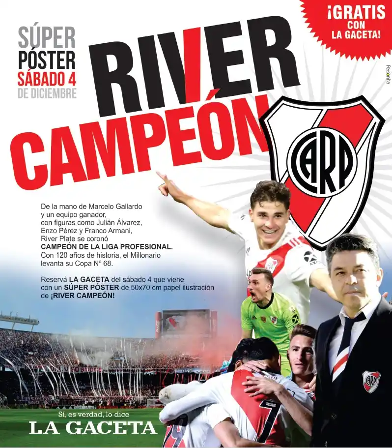 El sábado, con LA GACETA, reservá el súper póster de River campeón
