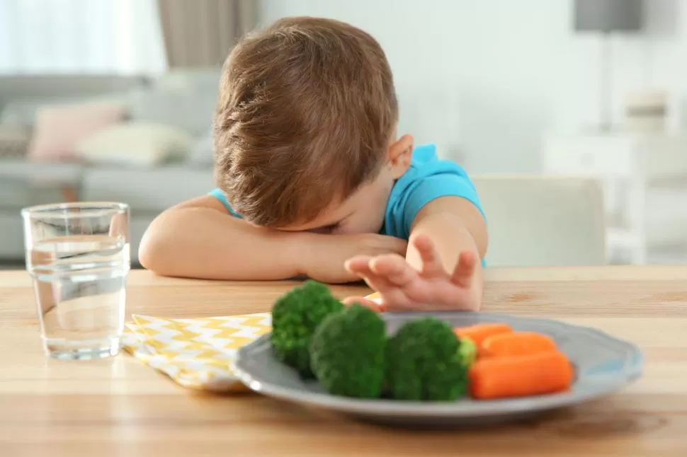 PROBLEMAS PARA COMER. Algunos niños no quieren probar ciertos alimentos por su textura, color o aroma. 