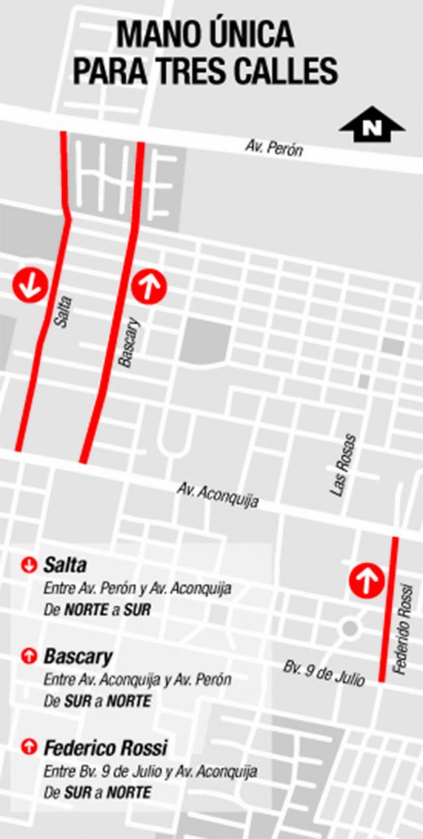 Tres calles troncales dejarán de ser doble mano desde hoy en Yerba Buena