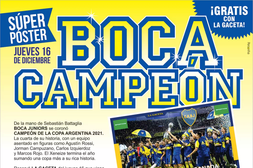 Mañana gratis con LA GACETA: ¡Póster de Boca campeón de la Copa Argentina!