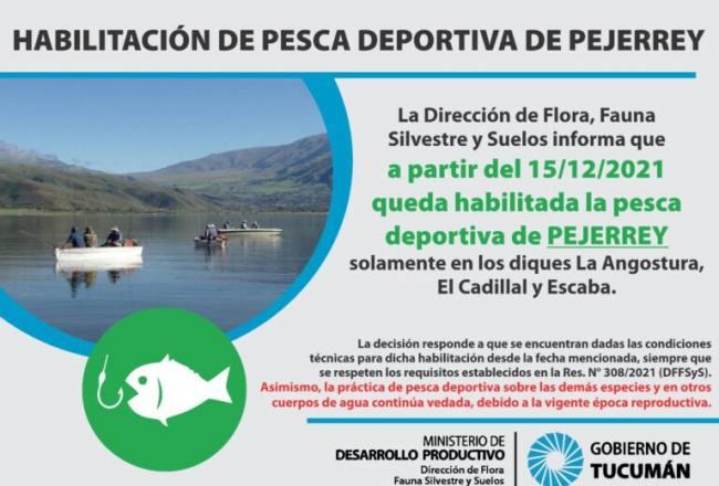 Se habilitó la pesca deportiva de pejerrey en tres diques tucumanos