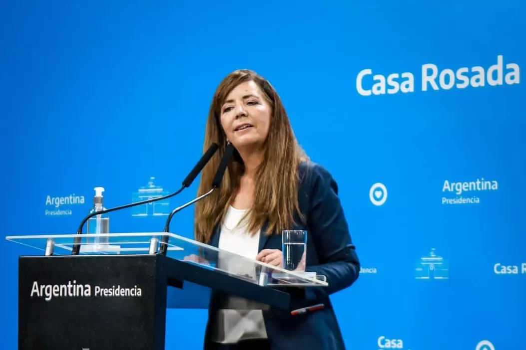 GABRIELA CERRUTI. Portavoz de la Presidencia, en rueda de prensa, en la Casa Rosada. Foto: Presidencia de la Nación