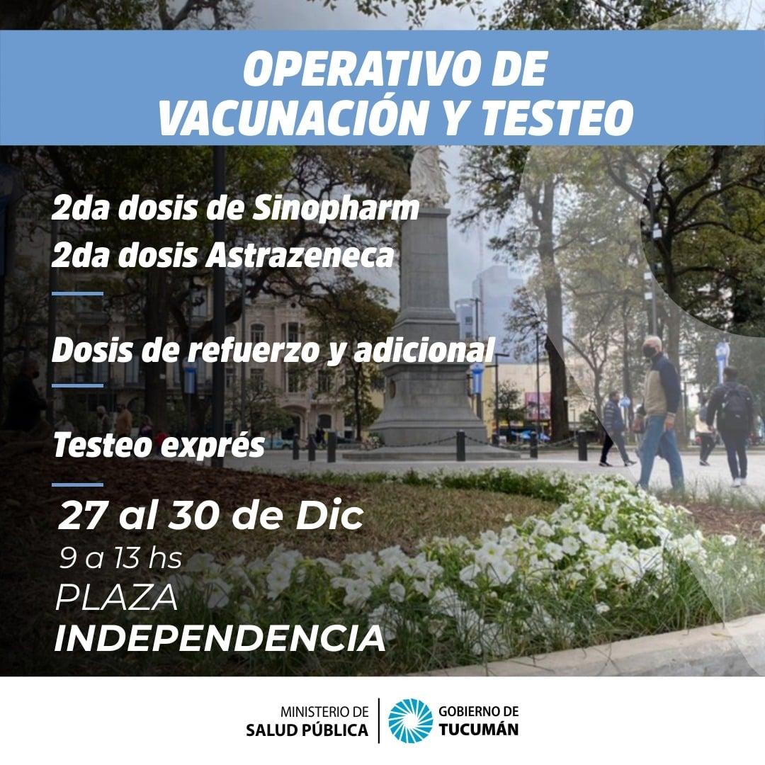 Hoy habrá vacunación y testeos en la plaza Independencia: ¿Qué pasará el 31 y el 1?