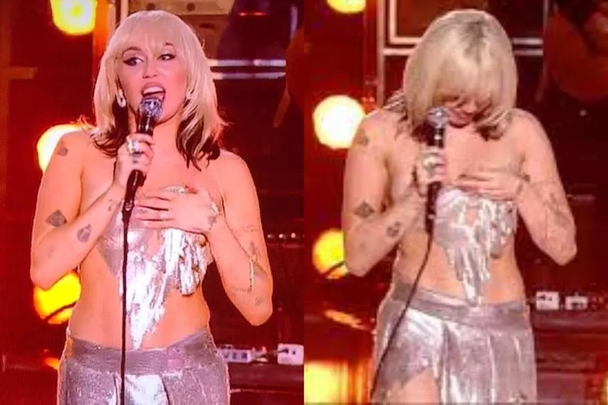Video: Miley Cyrus casi queda en topless en pleno espectáculo