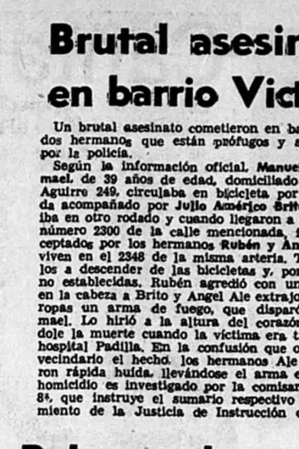 CRÓNICA. La nota de 1980 del crimen en el que fueron acusados los Ale.