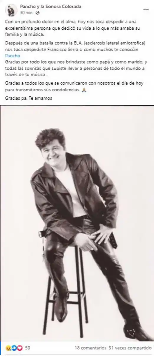 Falleció Pancho Serra, la voz del clásico tema “Cachete, pechito y ombligo”
