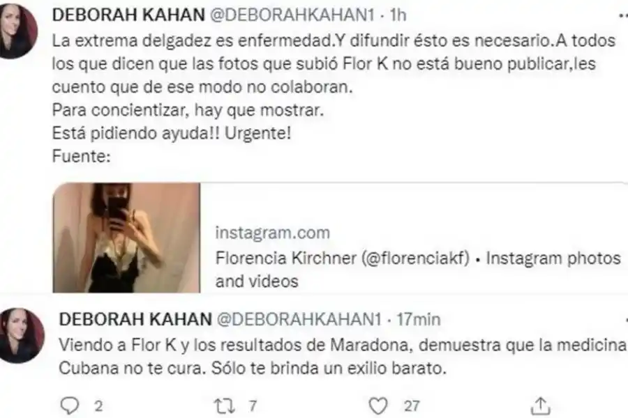 Las fotos de Florencia Kirchner que despertaron preocupación por su salud