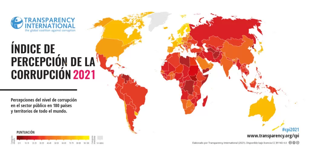 Índice de Percepción de la Corrupción 2021. Transparencia Internacional 