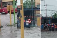 Video: Bomberos rescataron a un tucumano varado en su camioneta