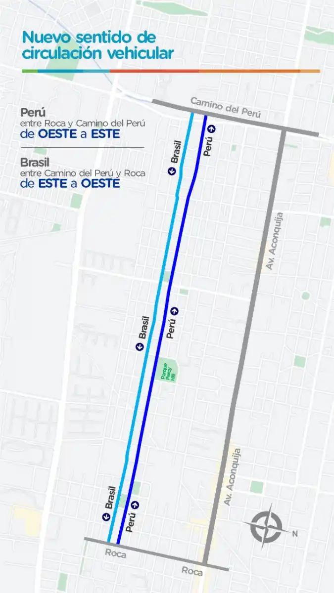 Yerba Buena: las calles Perú y Brasil cambian su sentido de circulación y pasan a ser de mano única