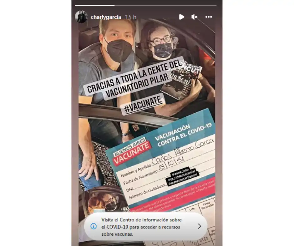 Charly García recibió la tercera dosis y lo compartió con sus fans: Vacunate