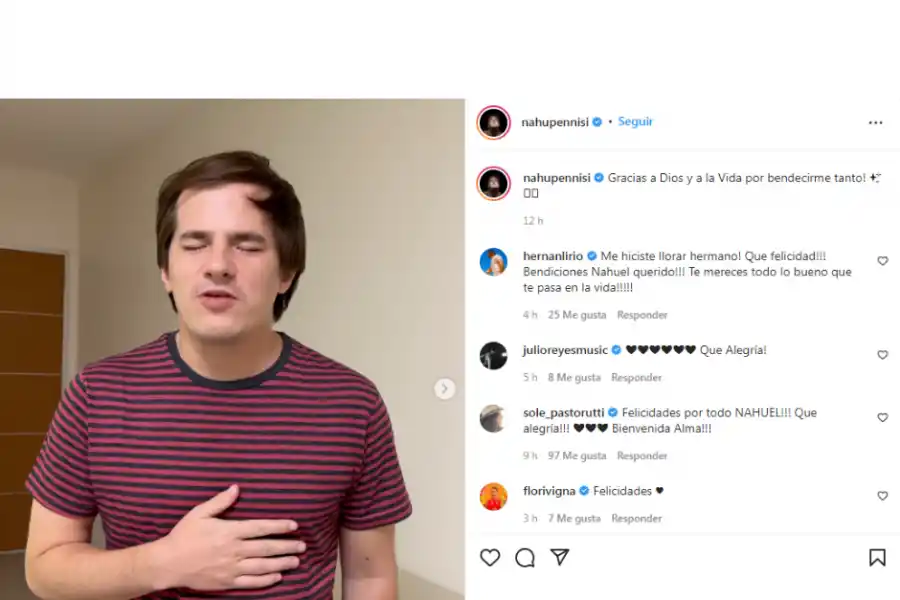 Nahuel Pennisi compartió un tierno momento con su bebé recién nacida