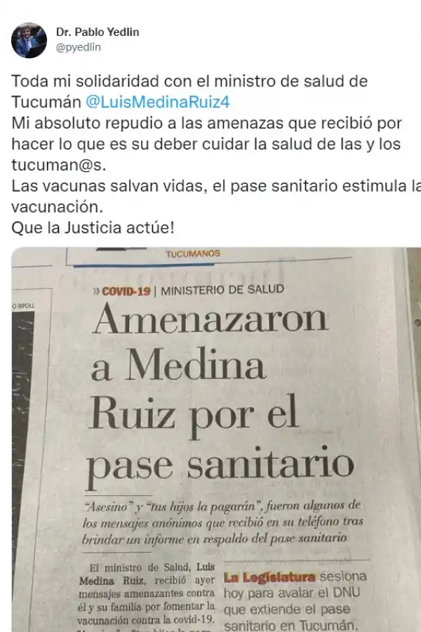 ¡Que la Justicia actúe!: El pedido de oficialistas y de opositores tras las amenazas a Medina Ruiz