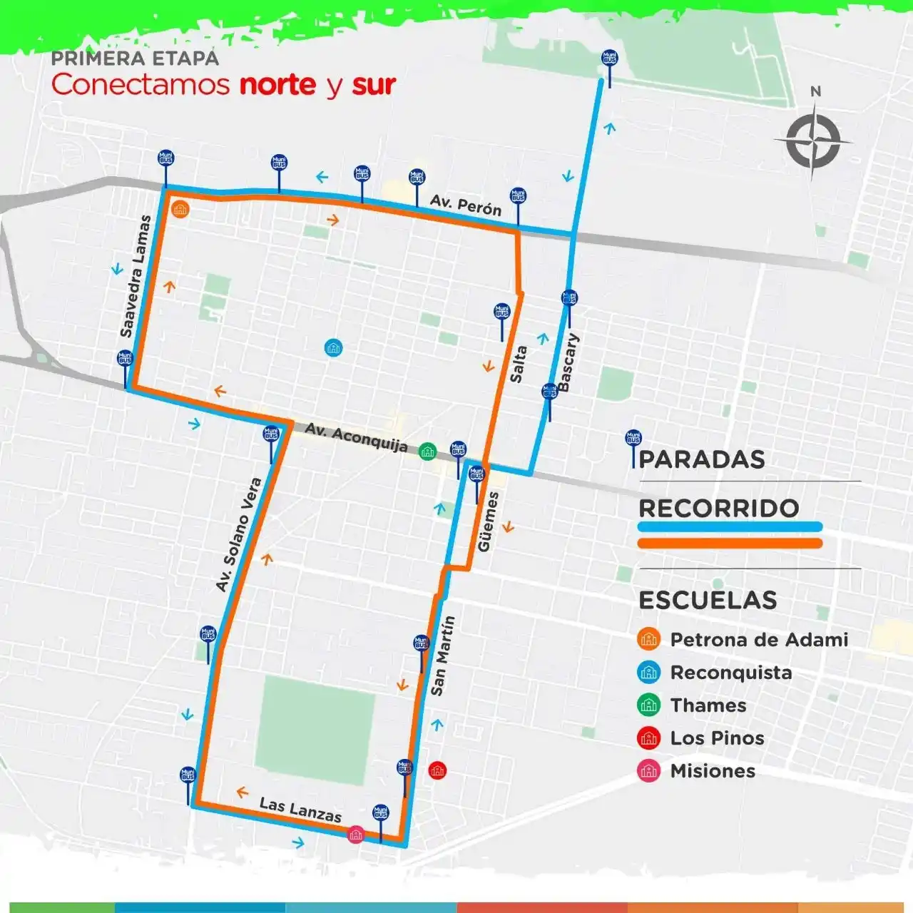 LOS RECORRIDOS. El mapa previsto en la etapa de prueba por la Municipalidad de Yerba Buena.