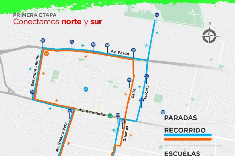 LOS RECORRIDOS. El mapa previsto en la etapa de prueba por la Municipalidad de Yerba Buena.