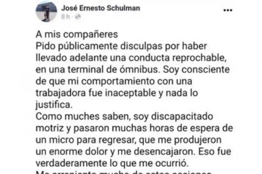 El dirigente K que golpeó a una empleada de la terminal de ómnibus fue citado a indagatoria y pidió licencia
