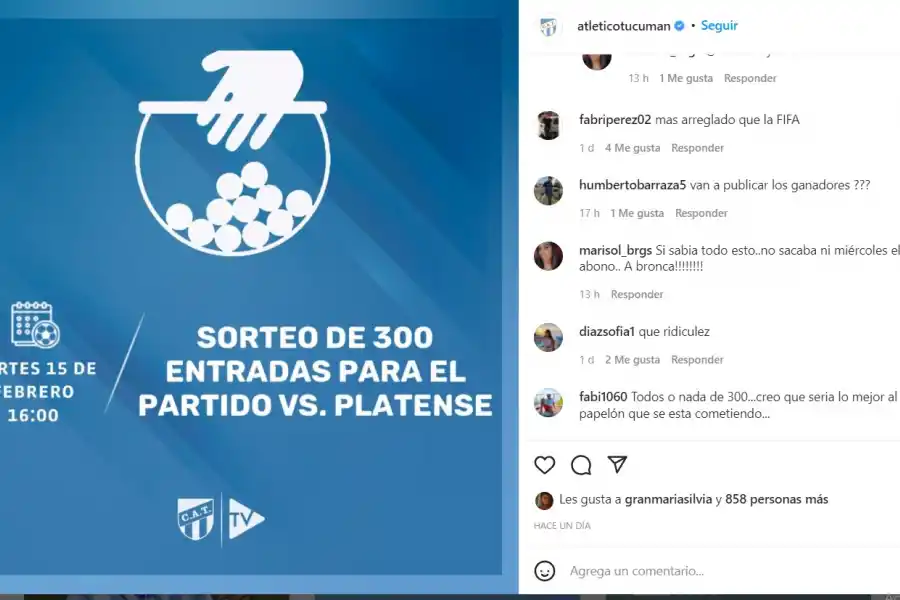 Atlético: polémica en las redes sociales por los apellidos conocidos que salieron sorteados
