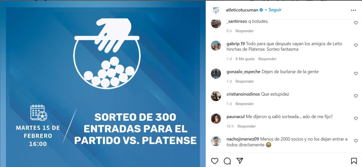 Atlético: polémica en las redes sociales por los apellidos conocidos que salieron sorteados