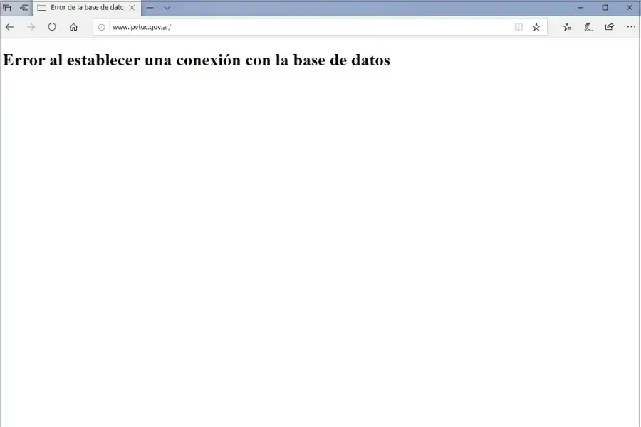 MENSAJE DE ERROR. La página del IPV colapsó por la gran cantidad de interesados en inscribirse para el sorteo de casas.