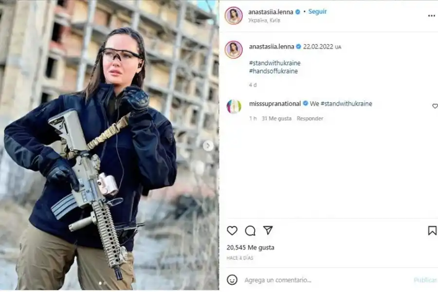Miss Ucrania se sumó al ejército para luchar contra Rusia
