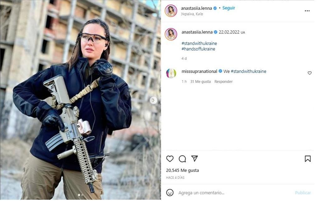 Miss Ucrania se sumó al ejército para luchar contra Rusia