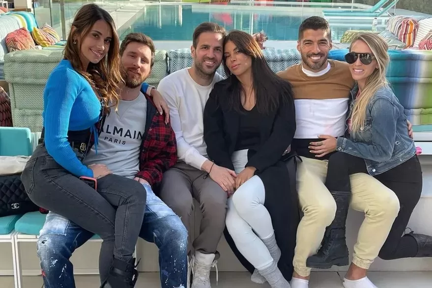 DE FESTEJO. Antonela celebró con Messi y sus amigos. 