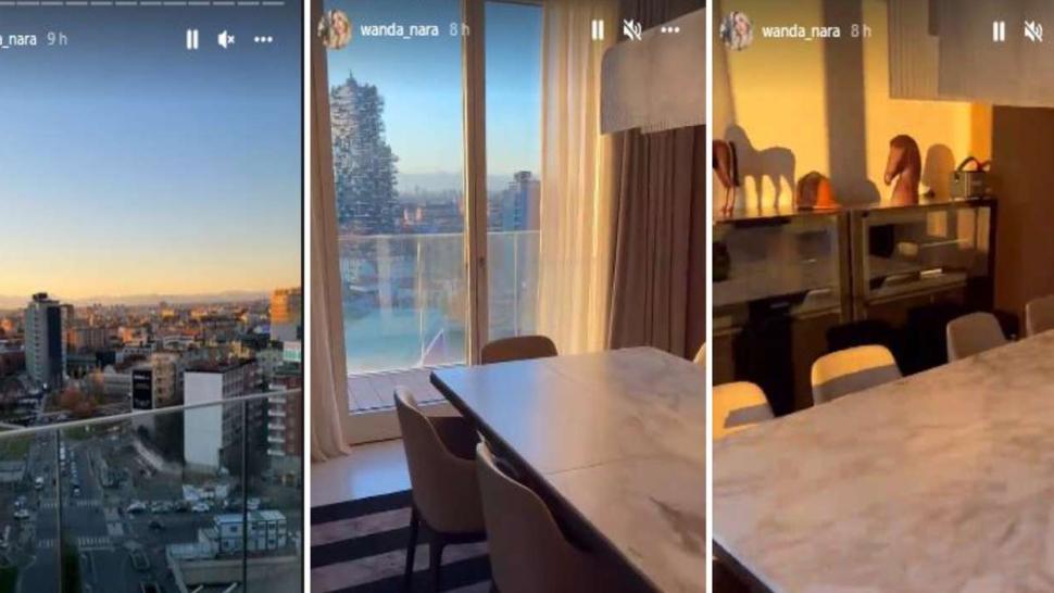 Lujo total: Wanda Nara mostró el living, el balcón y la vista de su casa en Milán