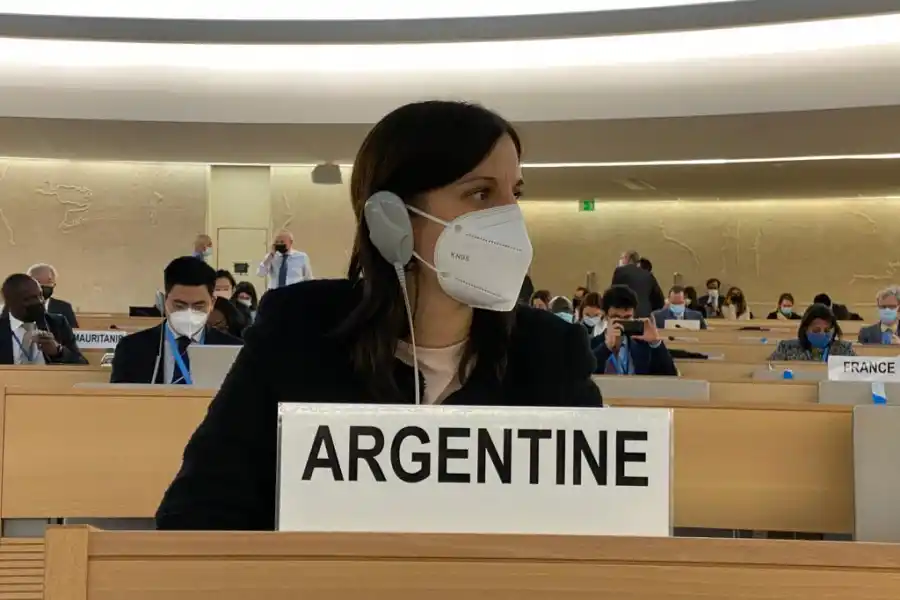 EN GINEBRA. Cecilia Meirovich expresó el voto favorable de Argentina en la ONU. Foto: Cancillería