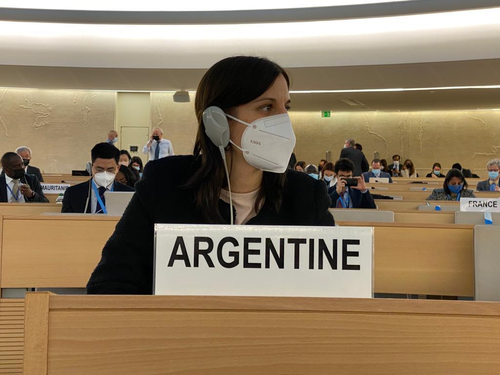 EN GINEBRA. Cecilia Meirovich expresó el voto favorable de Argentina en la ONU. Foto: Cancillería