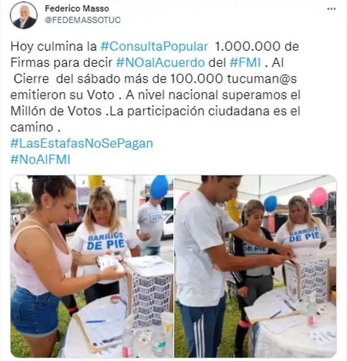 Foto tomada de Twitter: @FEDEMASSOTUC