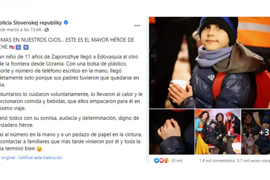 HÉROE. La Policía de Eslovaquia celebró la llegada del pequeño y la compartió en las redes sociales. 